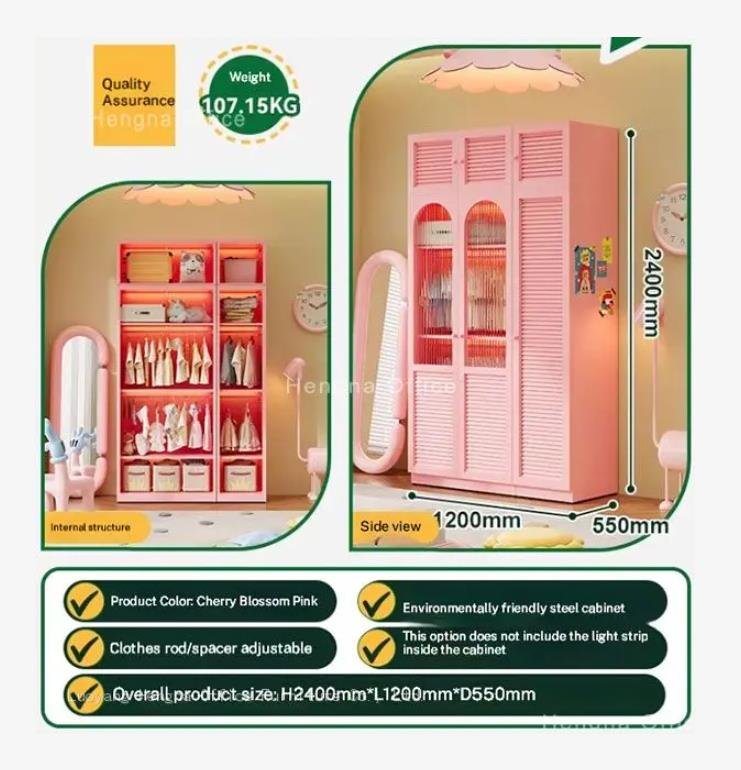 Customizable Wardrobe with  Glass Doors for Boutique Store, Ideal for Sample Clothing Storage