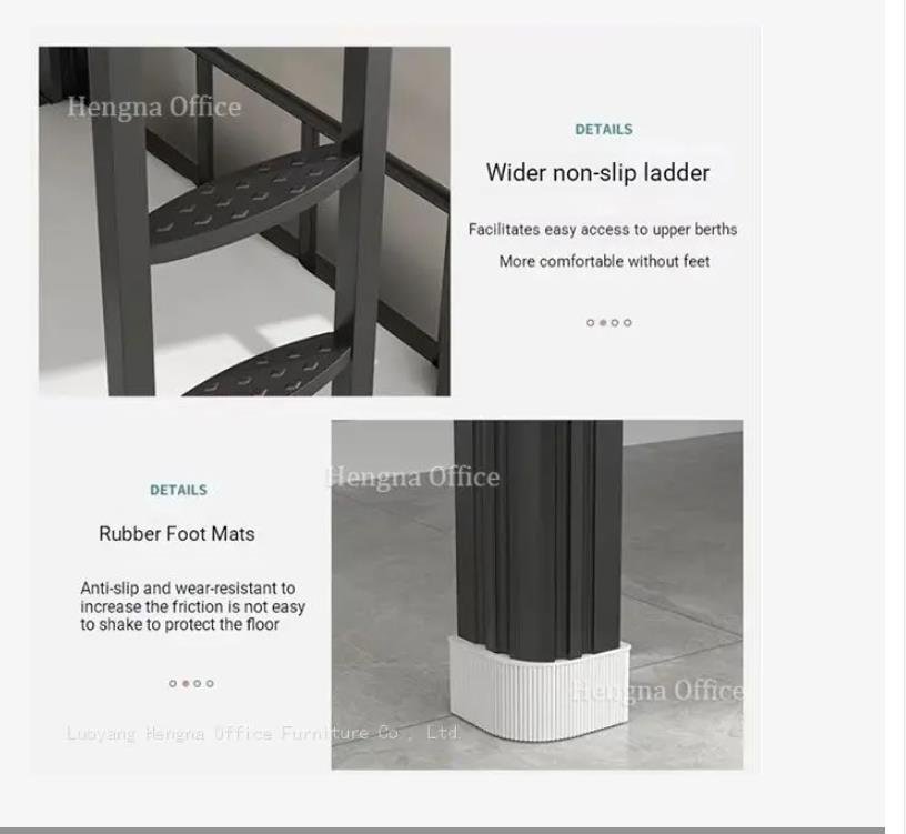 Integrated safety rail and fixed ladder on heavy duty adult bunk bed