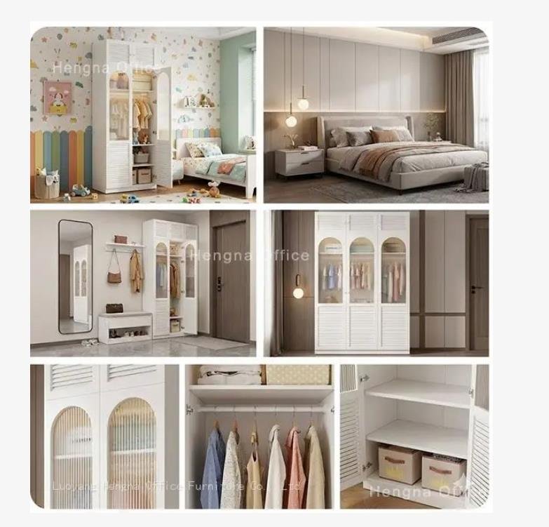 Customizable color metal wardrobe with louvered door and anti-mold design for long-term apartments