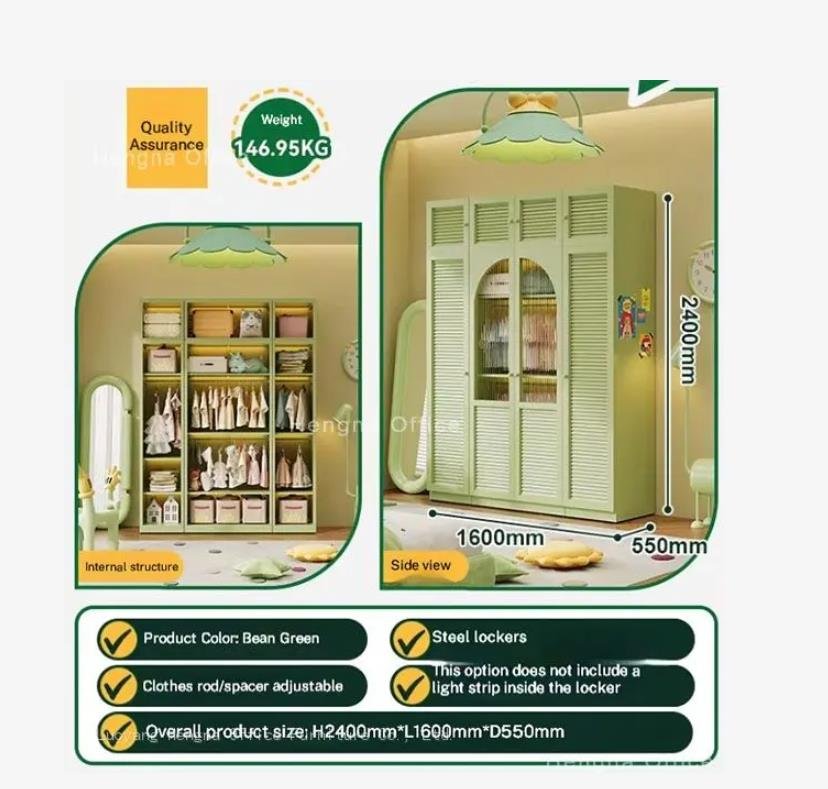 Customizable steel wardrobe with frosted glass doors for boutique sample storage