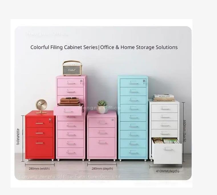 Rolling craft storage cabinet with label holders – colorful metal organizer for art studios