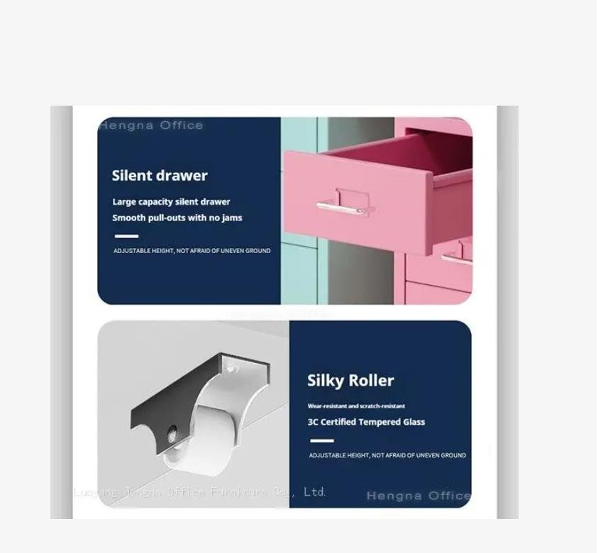 Smooth-rolling wheels on this metal craft storage cabinet for easy mobility