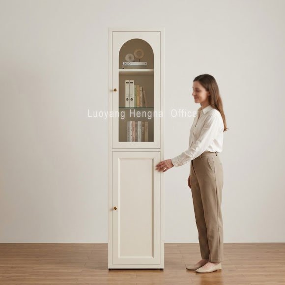 Slim Narrow Display Cabinet 40cm+ Wide — Tall Steel Glass Cabinet for Short-Term & Vacation Rentals 3 Slim Narrow Display Cabinet 40cm+ Wide — Tall Steel Glass Cabinet for Short-Term & Vacation Rentals