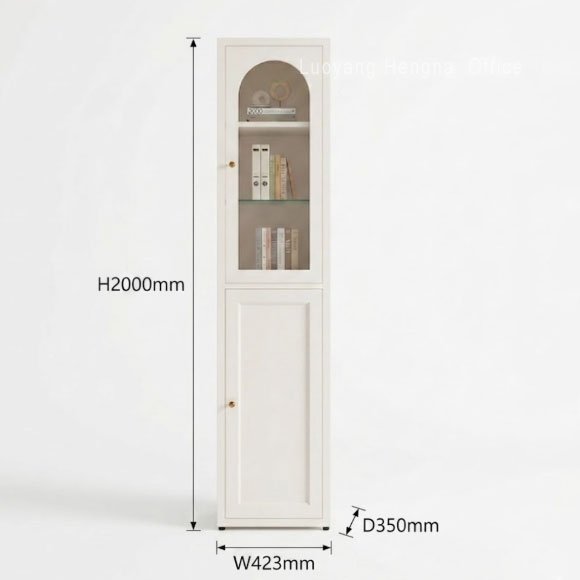 Tall Cream White Display Cabinet 78 Inch — Glass Storage for Tiny Homes & Small Living Spaces 1 Tall Cream White Display Cabinet 78 Inch — Glass Storage for Tiny Homes & Small Living Spaces