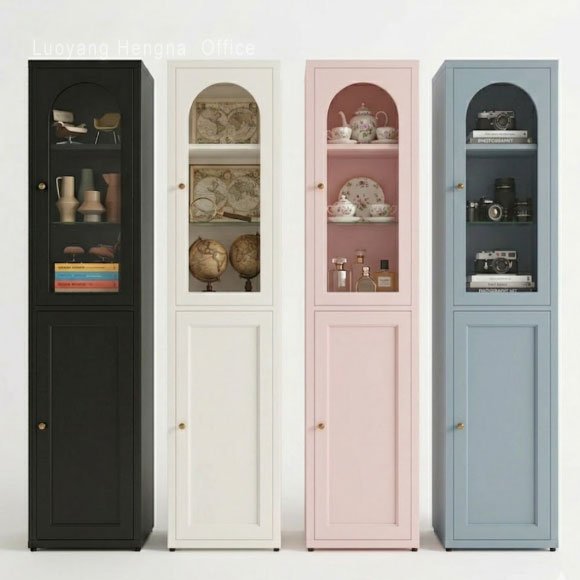 various colors  of narrow glass storage cabinet 78 inch tall 