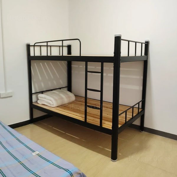 Durable steel bunk bed with reinforced structure for factory use