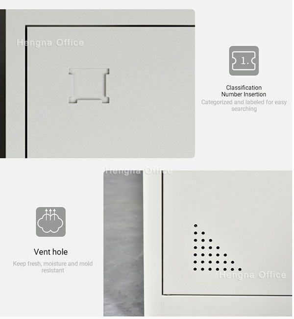 top and bottom ventilation vents on school locker door panel